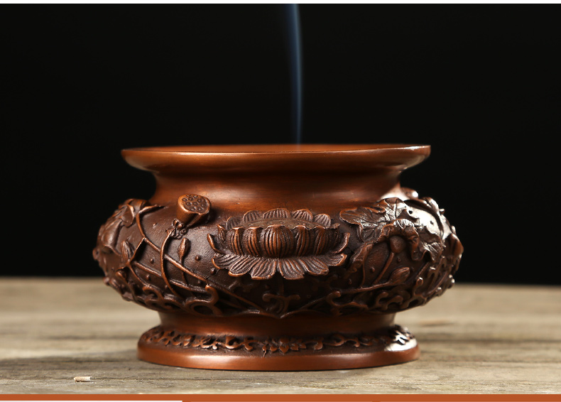蓮花荷葉雕花香爐，仿古供佛熏香爐