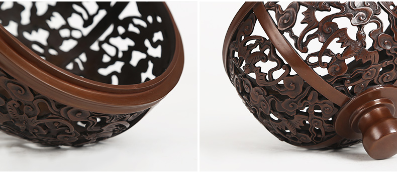 云浮紋如意鏤空香爐，仿古蝙蝠祥云銅香爐