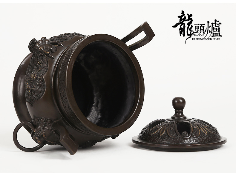 祥獅雕刻香爐，仿古神龍銅香爐