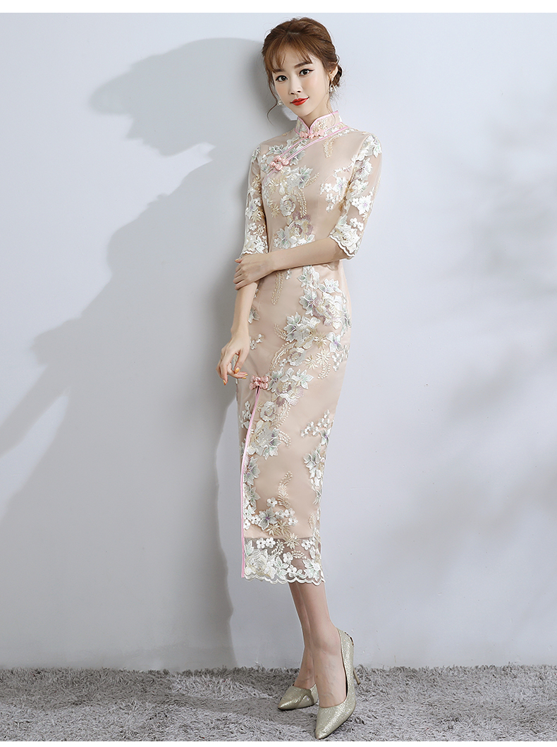 小清新蕾絲旗袍，改良時尚魚尾旗袍裙