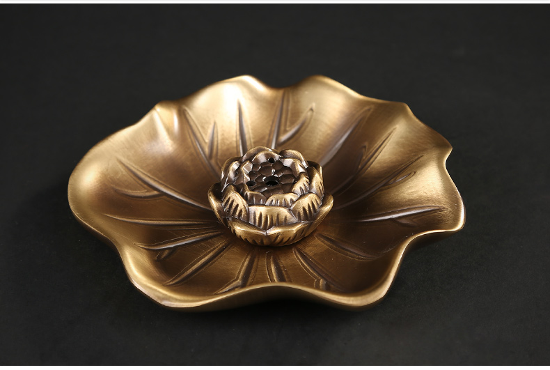 蓮花荷葉香插，仿古色無蓋香爐