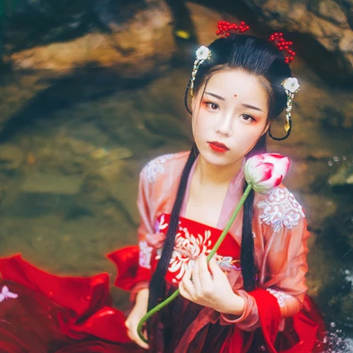 嬌艷紅衣女子頭像，唯美古風(fēng)真人頭像