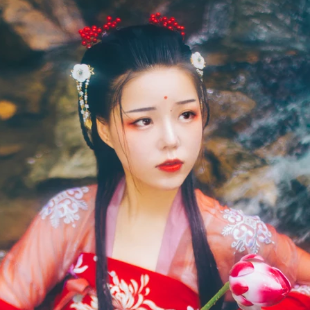 嬌艷紅衣女子頭像，唯美古風(fēng)真人頭像