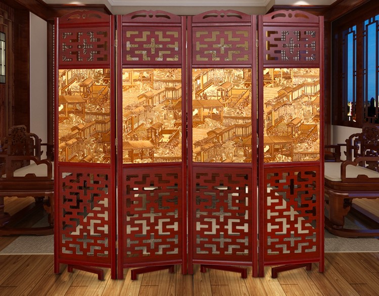 匠心啟航閱讀實木古典屏風隔斷，中式雙面屏風