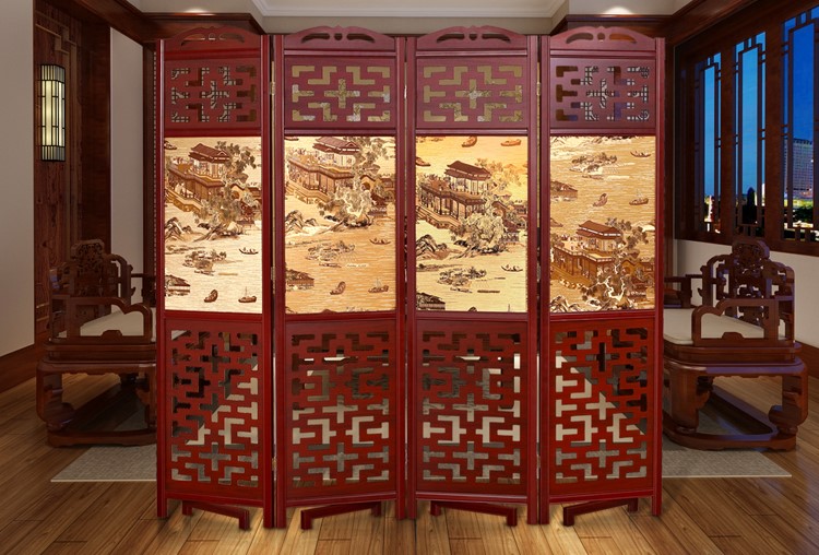 匠心啟航閱讀實木古典屏風隔斷，中式雙面屏風