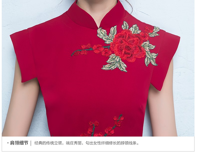 性感氣質(zhì)中式禮服，唯美魚(yú)尾開(kāi)叉晚禮服