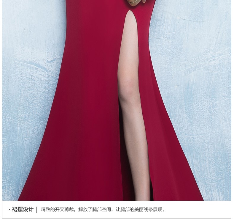 性感氣質(zhì)中式禮服，唯美魚(yú)尾開(kāi)叉晚禮服