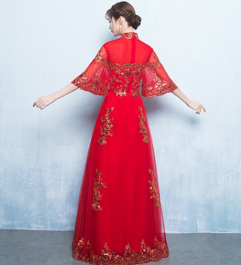 金線刺繡中式禮服，唯美浪漫晚禮服