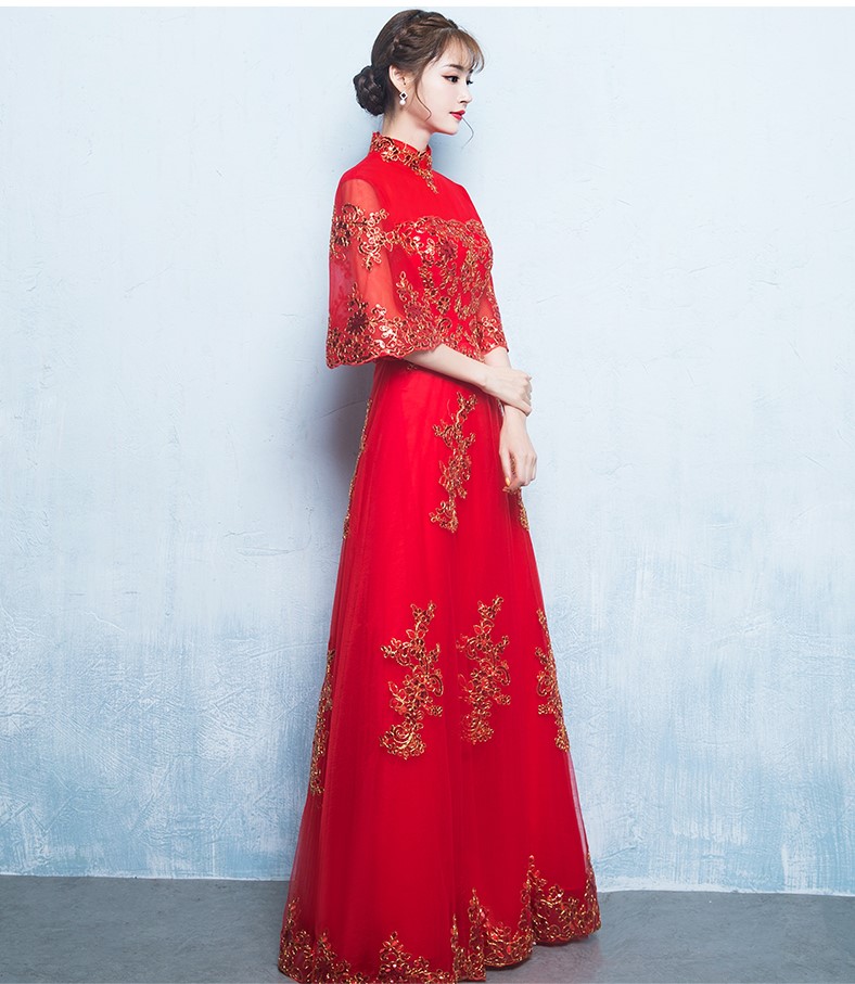 金線刺繡中式禮服，唯美浪漫晚禮服