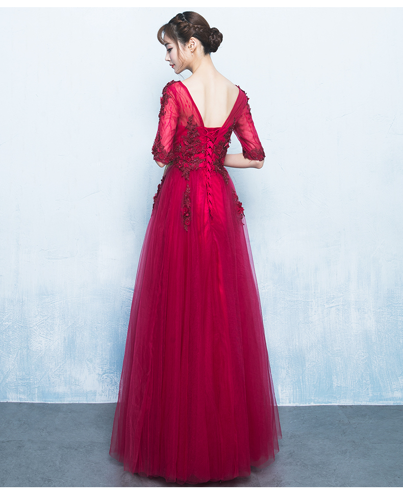 精美V領(lǐng)中式禮服，氣質(zhì)長(zhǎng)裙晚禮服