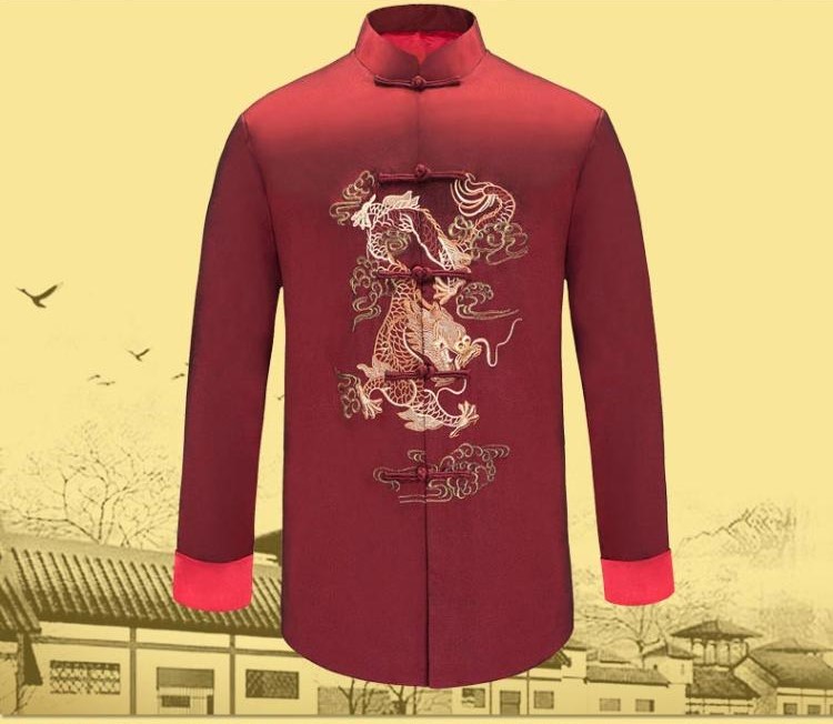 時尚匠心啟航閱讀喜慶繡龍男士唐裝