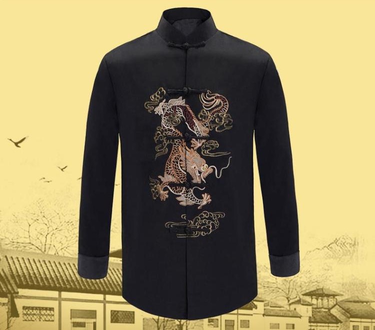 時尚匠心啟航閱讀喜慶繡龍男士唐裝