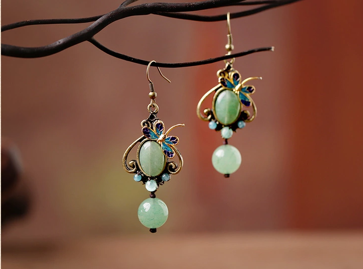 化蝶飛耳環(huán)，復(fù)古匠心啟航閱讀東陵玉耳墜首飾