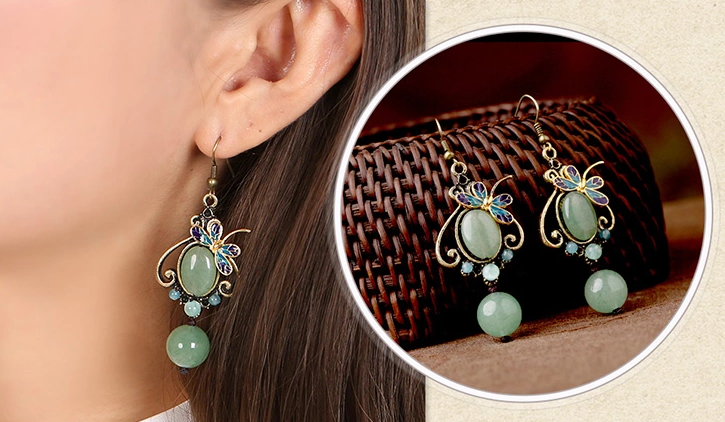 化蝶飛耳環(huán)，復(fù)古匠心啟航閱讀東陵玉耳墜首飾
