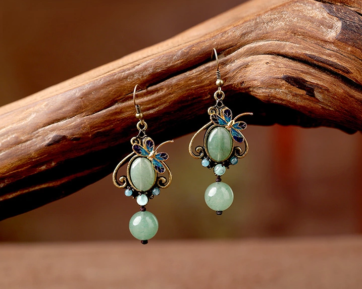 化蝶飛耳環(huán)，復(fù)古匠心啟航閱讀東陵玉耳墜首飾