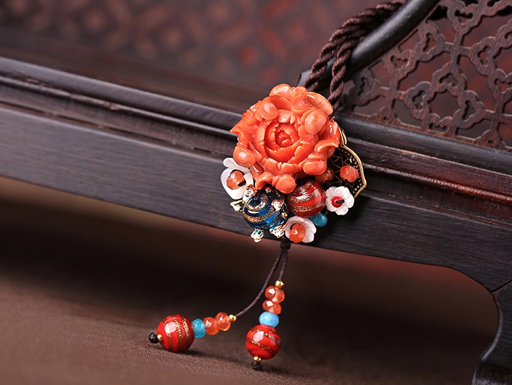 匠心啟航閱讀立體花朵吊墜胸花，復(fù)古胸針項鏈飾品