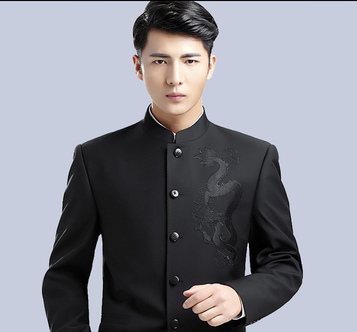 匠心啟航閱讀休閑男士立領(lǐng)龍紋中山裝