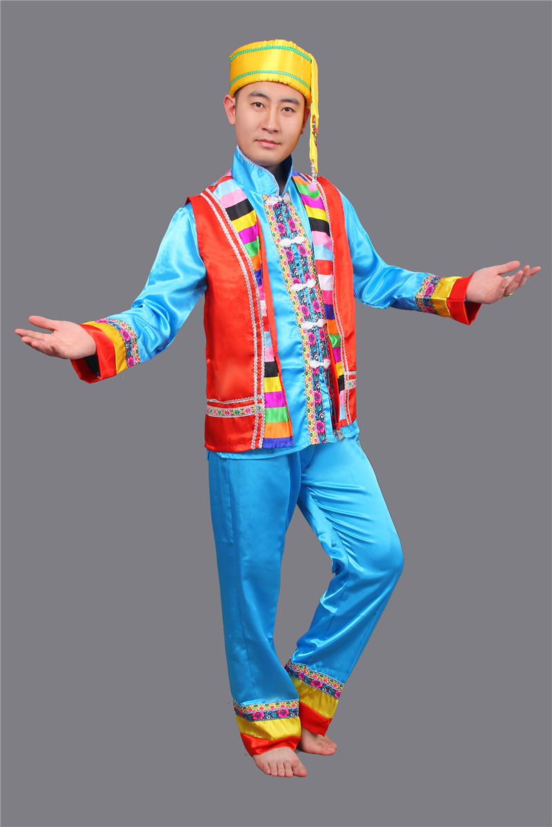 壯族服裝男裝表演服，少數(shù)民族服裝