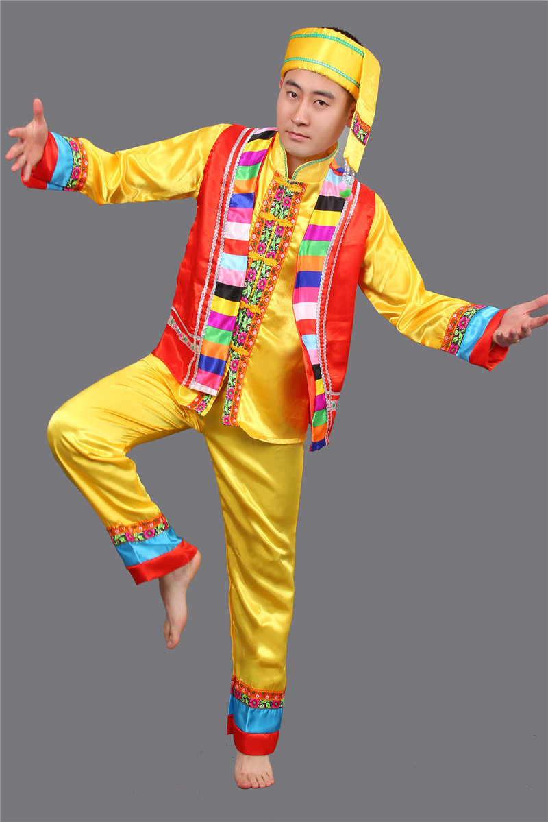 壯族服裝男裝表演服，少數(shù)民族服裝