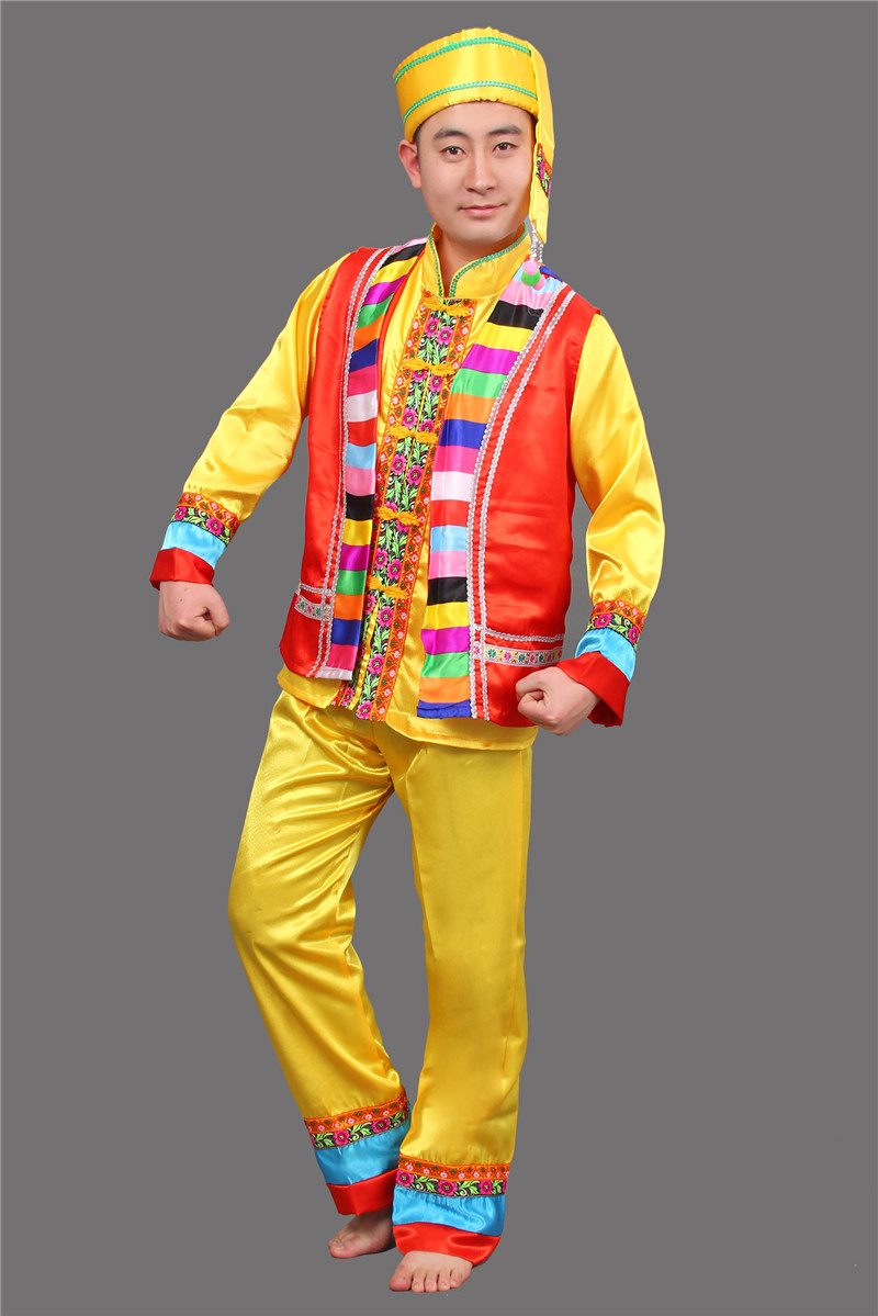 壯族服裝男裝表演服，少數(shù)民族服裝