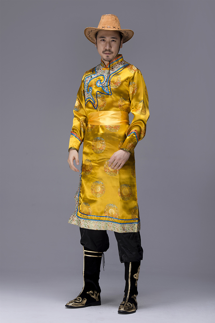 民族風味十足的蒙古族蒙古袍男裝，少數(shù)民族服