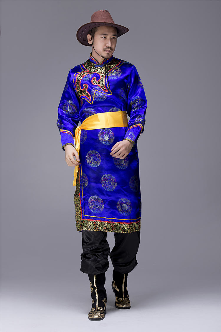 民族風味十足的蒙古族蒙古袍男裝，少數(shù)民族服