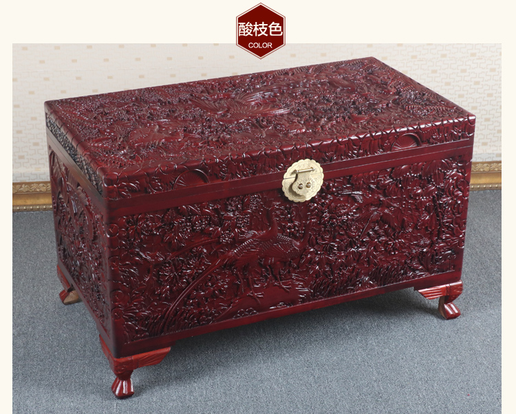 全香樟木箱子，實木中式仿古雕木箱子