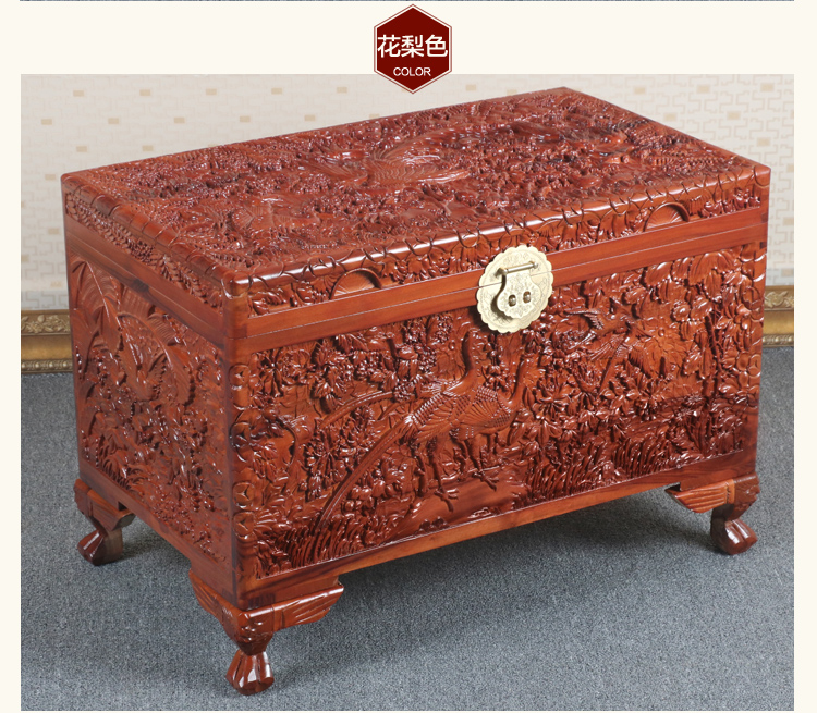 全香樟木箱子，實木中式仿古雕木箱子
