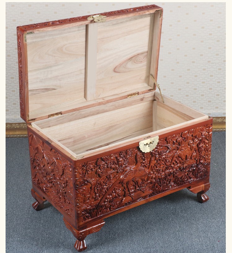 全香樟木箱子，實木中式仿古雕木箱子