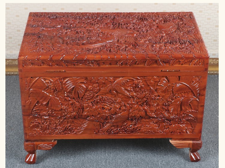 全香樟木箱子，實木中式仿古雕木箱子