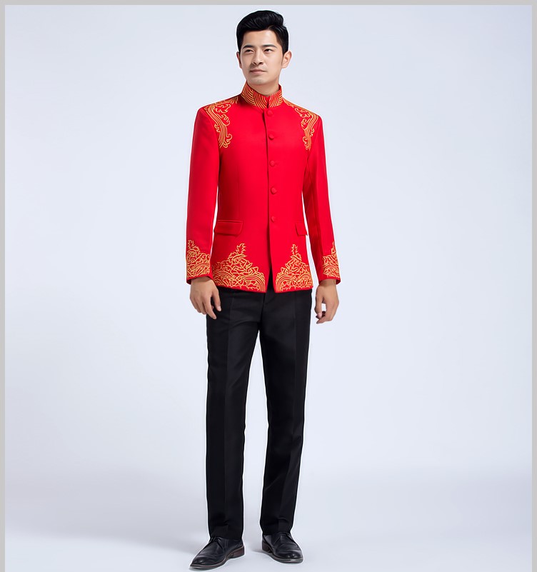四季中式立領(lǐng)主持禮服，男士改良中山裝