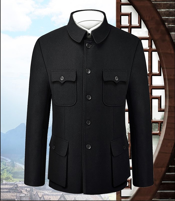 匠心啟航閱讀羊毛妮子秋冬中老年中山裝