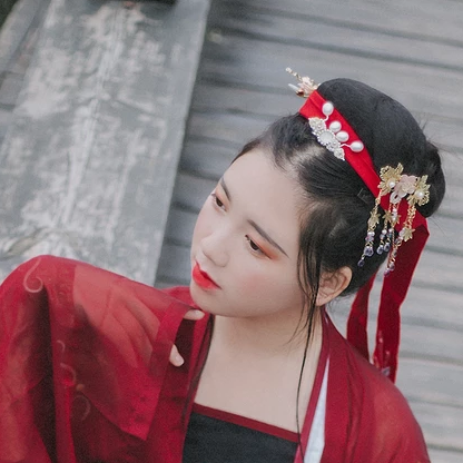 紅衣少女頭像，唯美古風(fēng)女子真人頭像