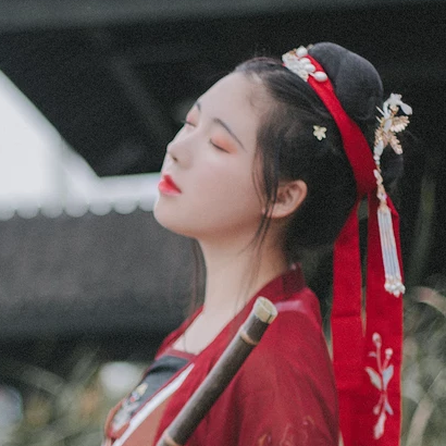 紅衣少女頭像，唯美古風(fēng)女子真人頭像