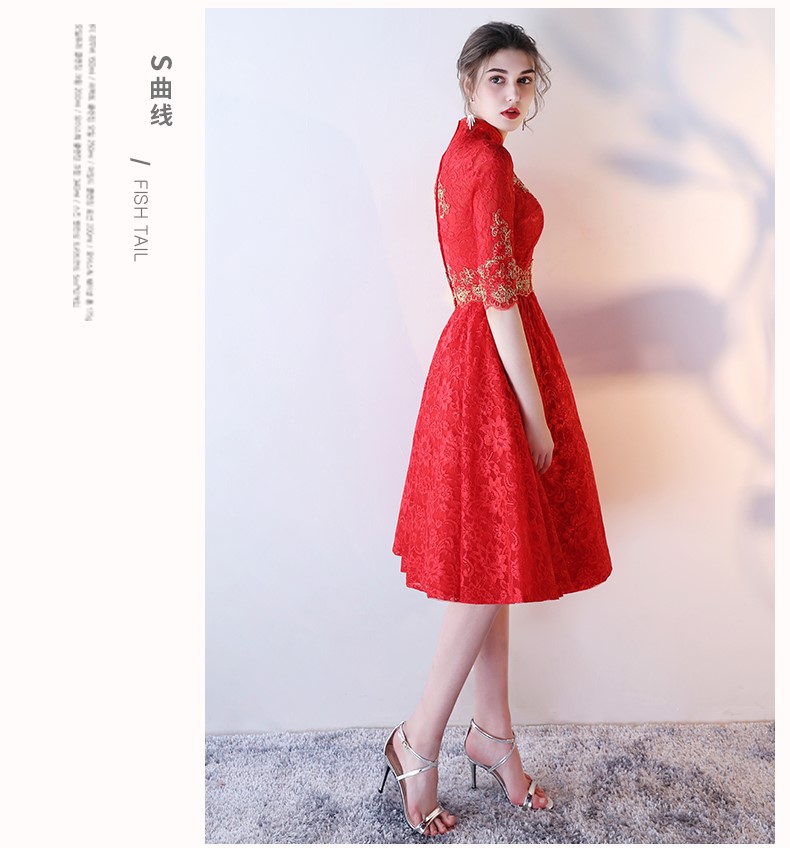 性感優(yōu)雅中式禮服，復(fù)古浪漫蕾絲晚禮服