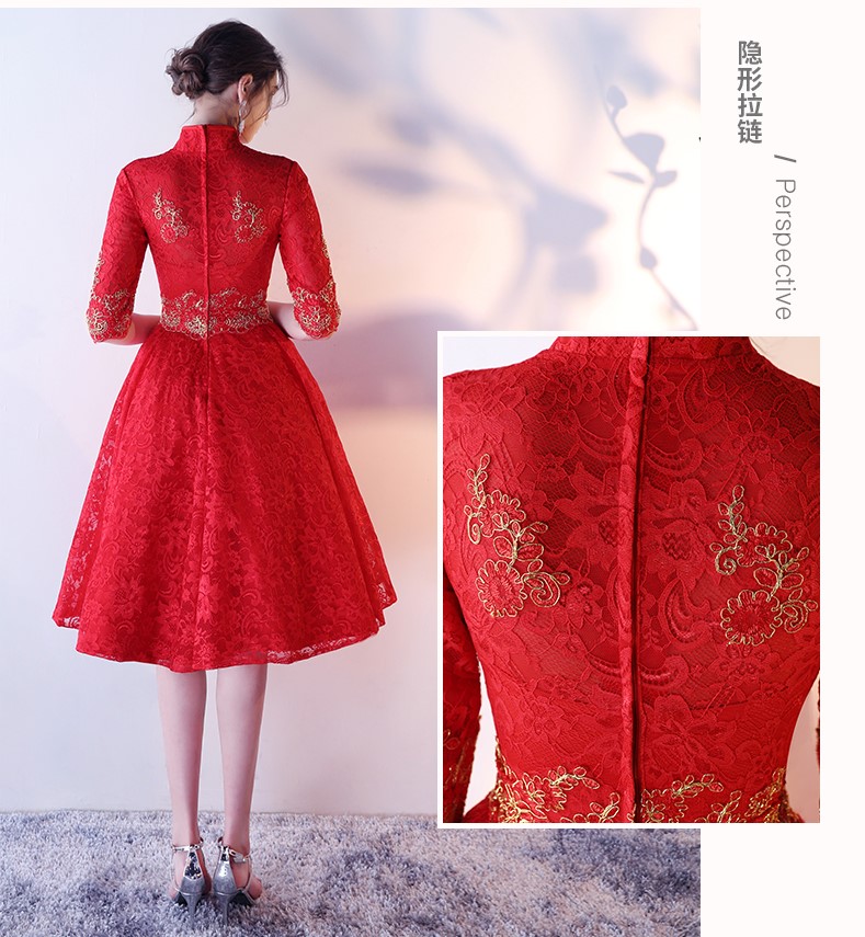 性感優(yōu)雅中式禮服，復(fù)古浪漫蕾絲晚禮服