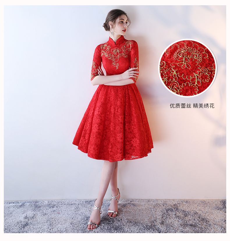 性感優(yōu)雅中式禮服，復(fù)古浪漫蕾絲晚禮服