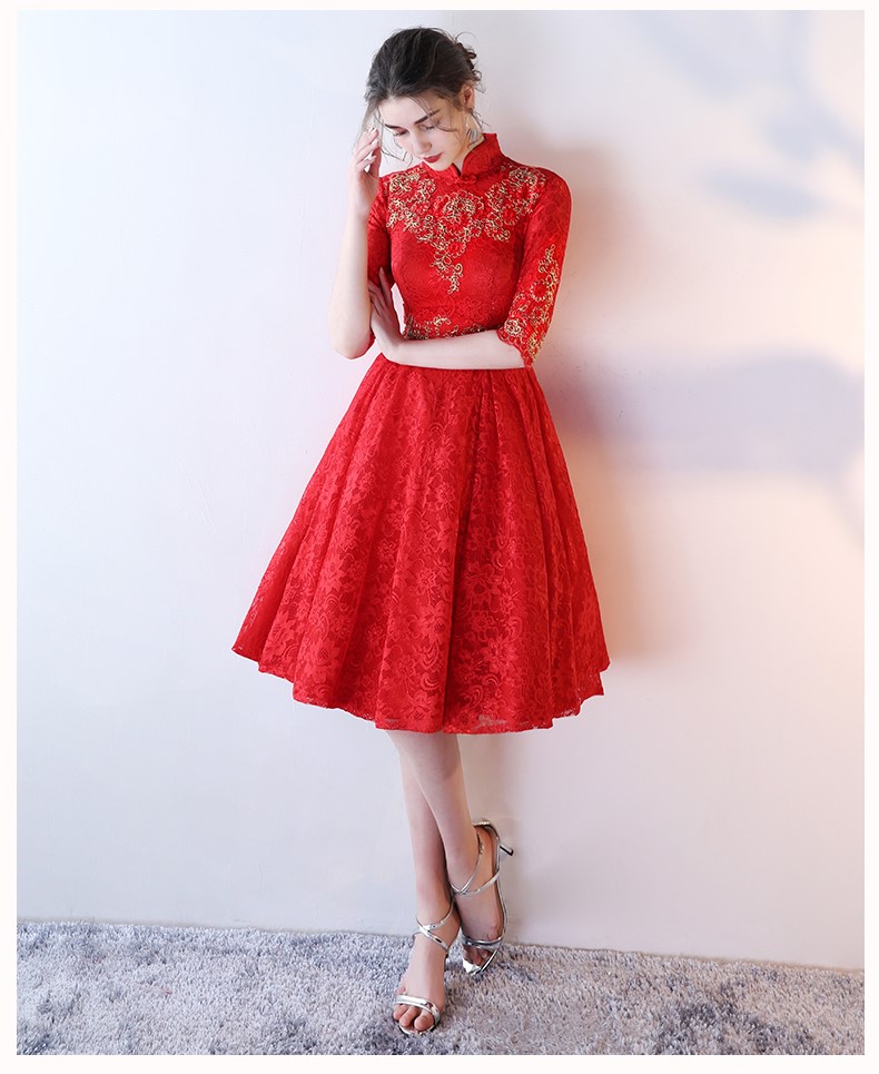 性感優(yōu)雅中式禮服，復(fù)古浪漫蕾絲晚禮服