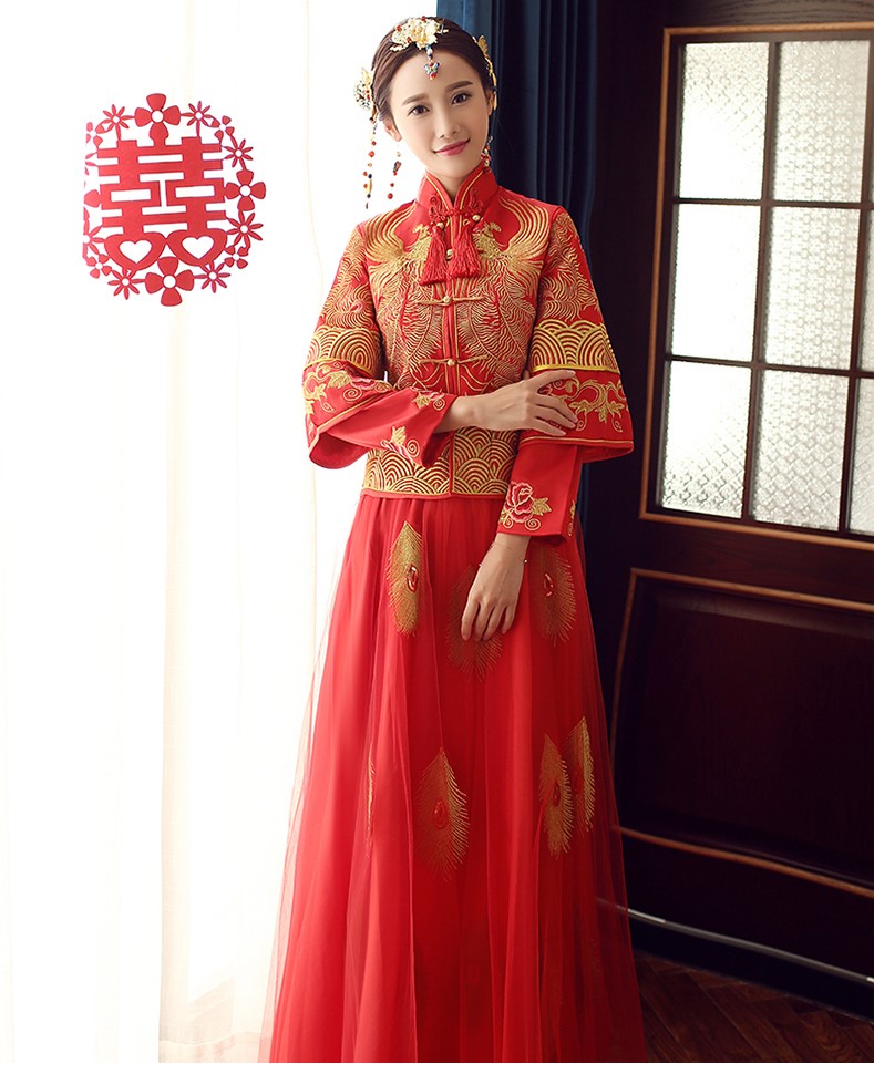 傳統(tǒng)古典中式禮服，復古新娘結(jié)婚禮服