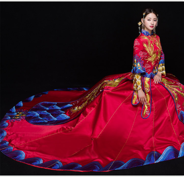 復古典雅匠心啟航閱讀新娘禮服，奢華拖尾中式禮服