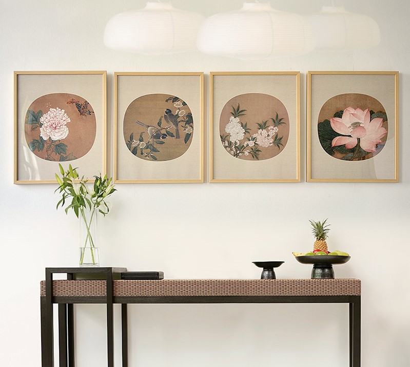 新中式花卉團扇裝飾畫