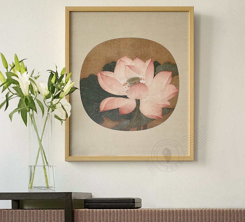 新中式花卉團扇裝飾畫