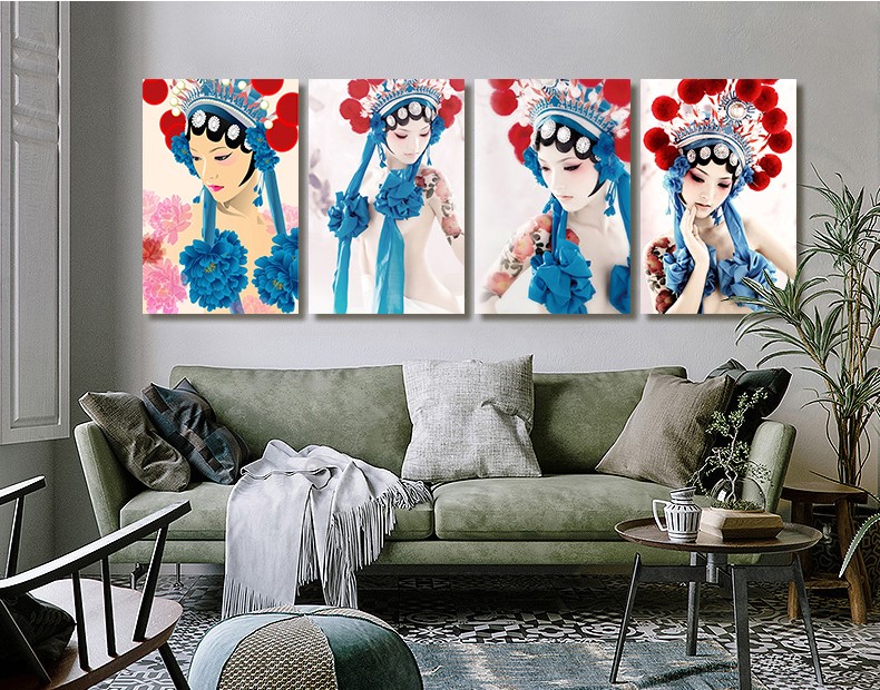 京劇花旦人物圖案掛畫(huà)，中國(guó)戲曲藝術(shù)裝飾畫(huà)