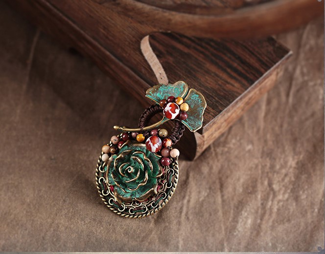 葉痕復古文藝胸針，民族風風胸花飾品