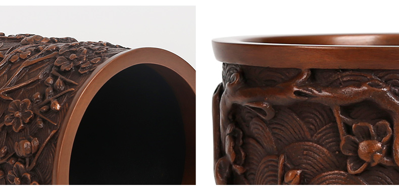 仿古梅花紋筆筒，文房四寶擺件