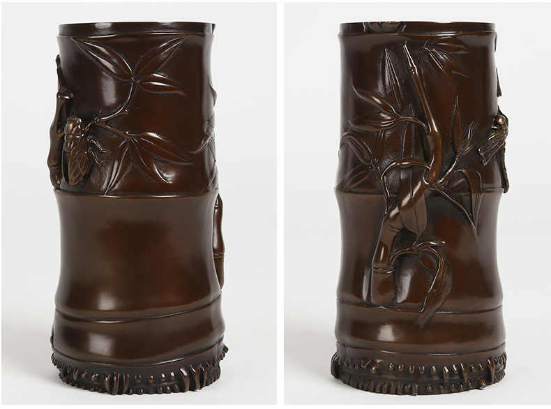 仿古知足常樂高潔筆筒，文房四寶擺件