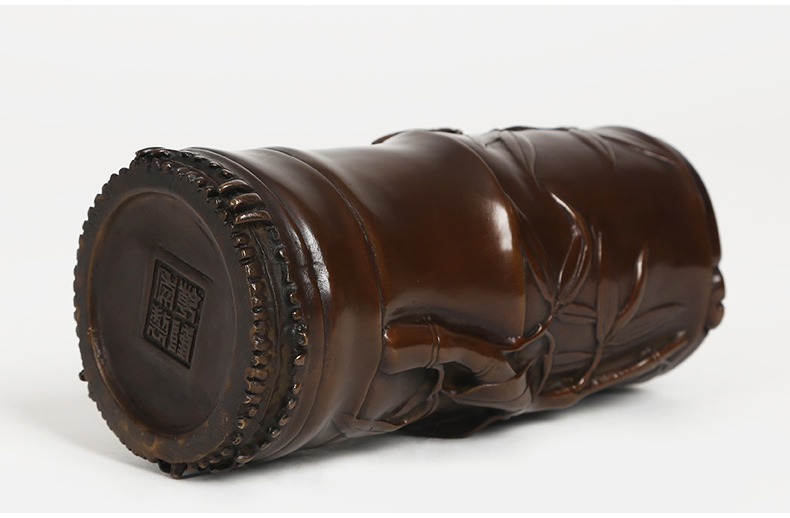 仿古知足常樂高潔筆筒，文房四寶擺件