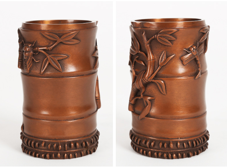 仿古知了蟬筆筒，文房四寶擺件