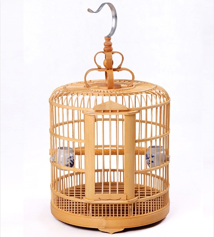 原木色畫眉鳥籠，竹制鳥籠子