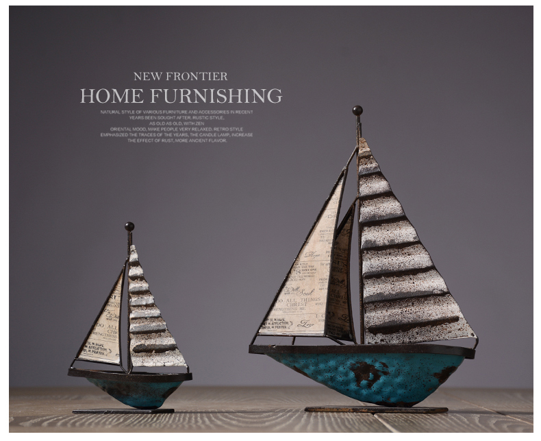 古典鐵藝帆船擺件，做舊鐵藝品